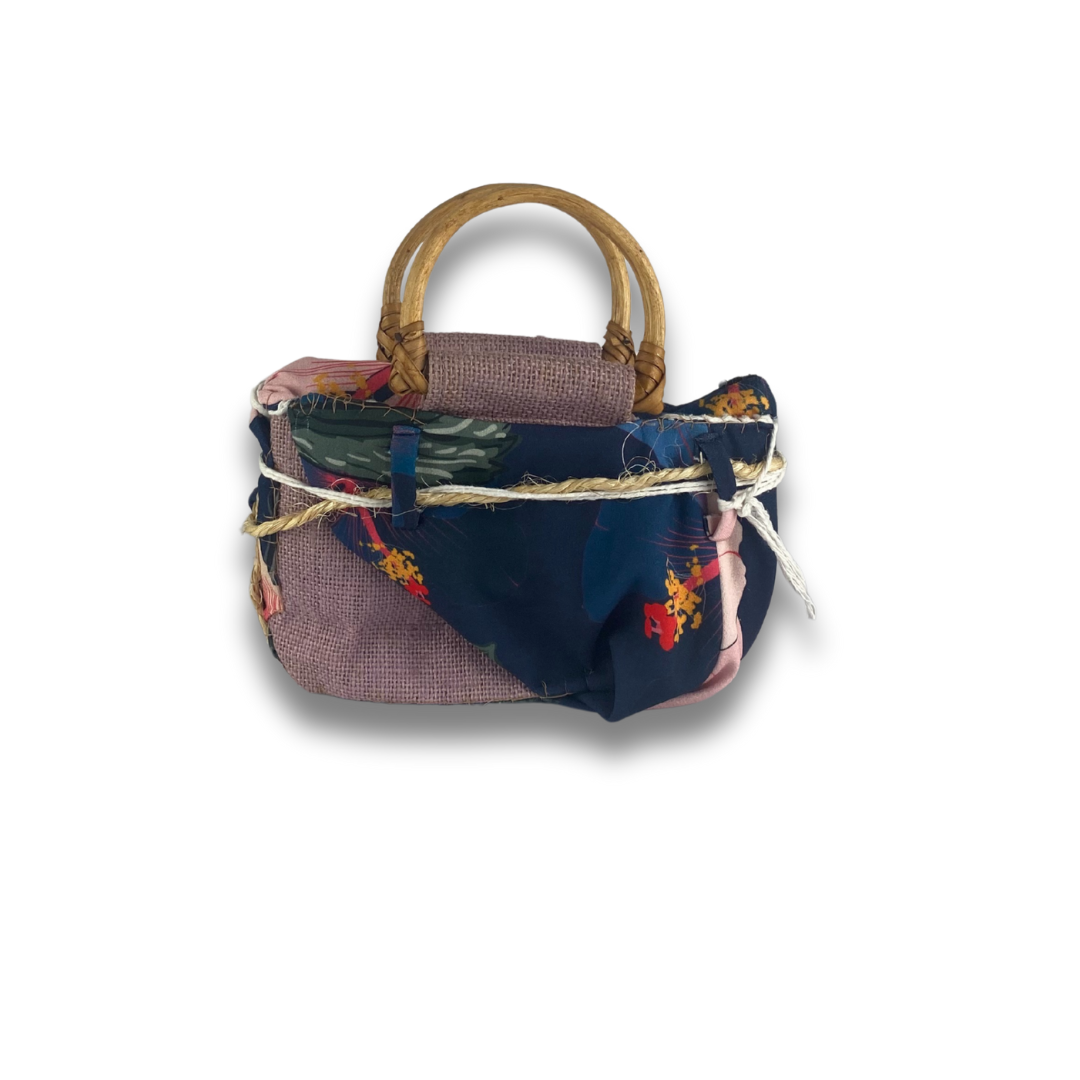 Mini Cartera en tonos azul marino, rosa y blanco